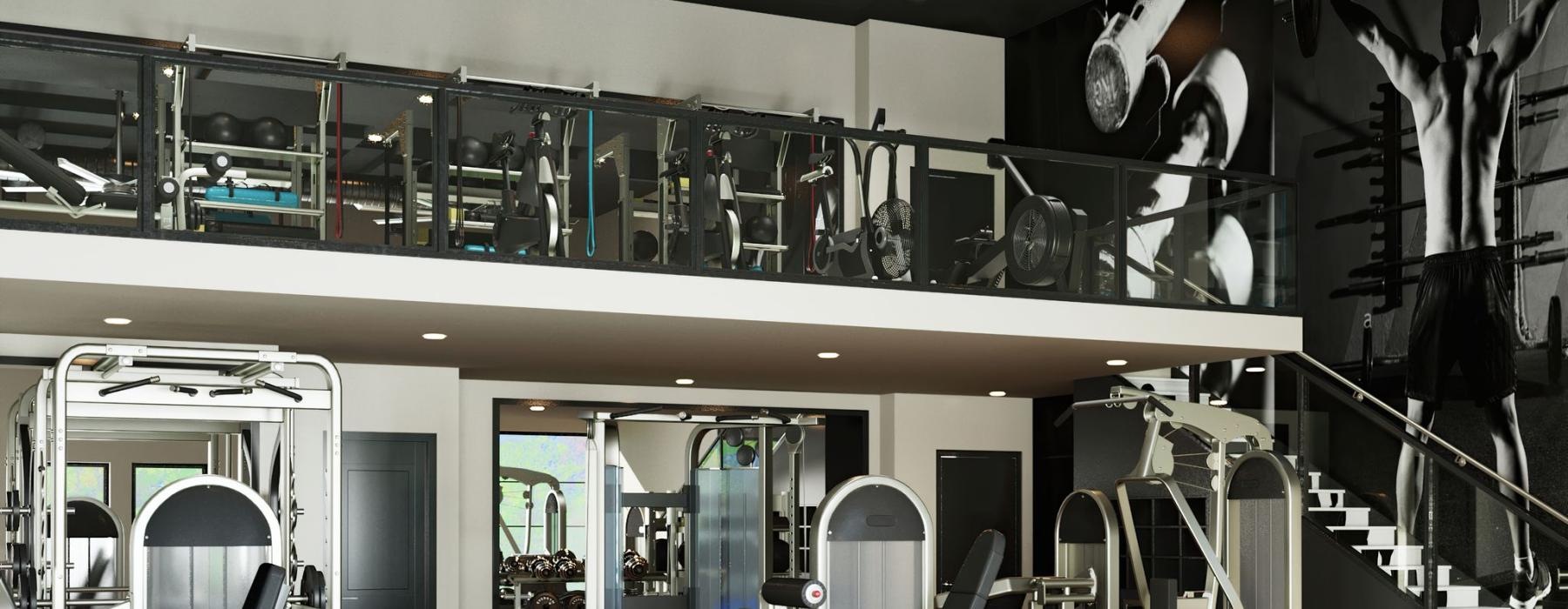 a room with a few treadmills and a few treadmills